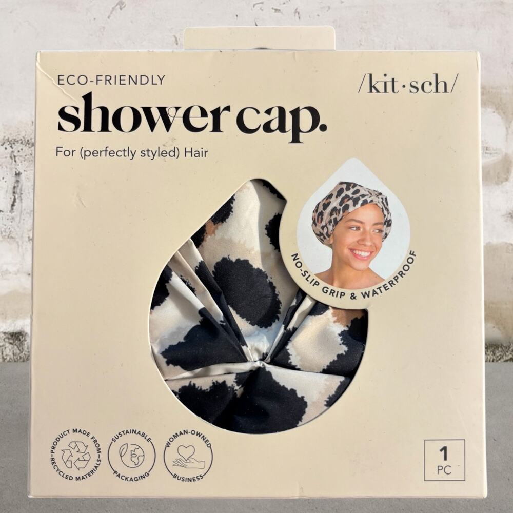 Kitsch Luxury Shower Caps for Women Reusable Waterproof Leopard NIB